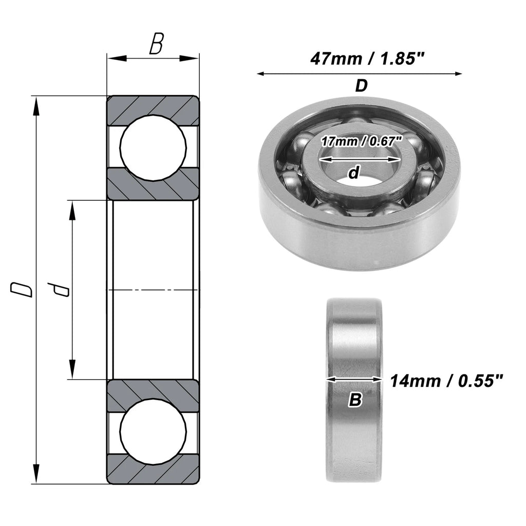 6303 Deep Groove Ball Bearings for Various Models (17x47x14mm)