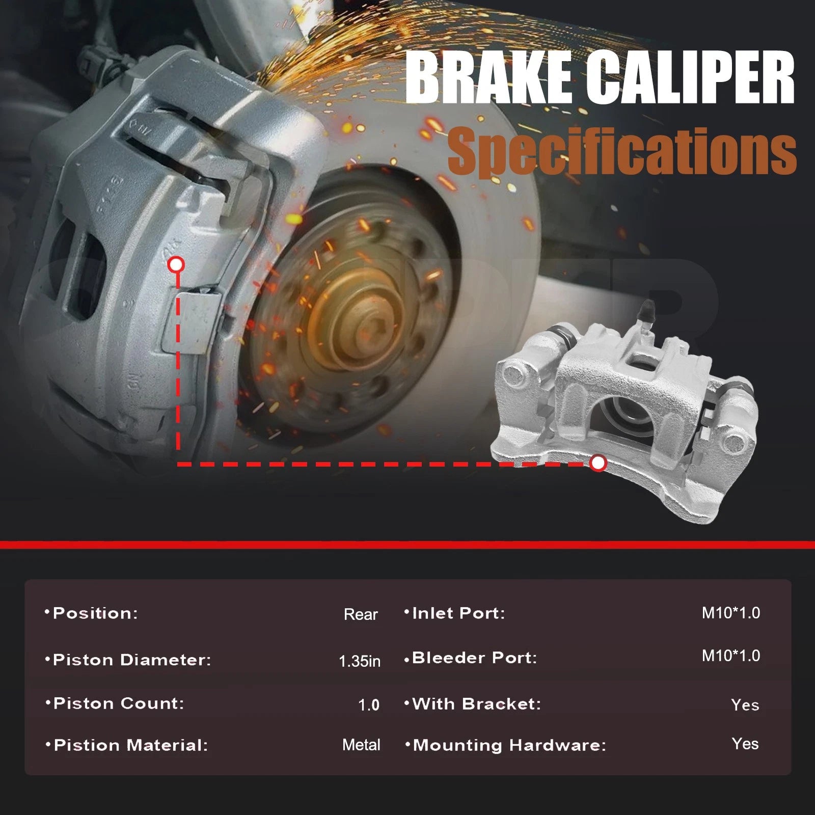 2X Rear Brake Calipers with Bracket for Kia Sportage Hyundai Tucson (2011–2015)