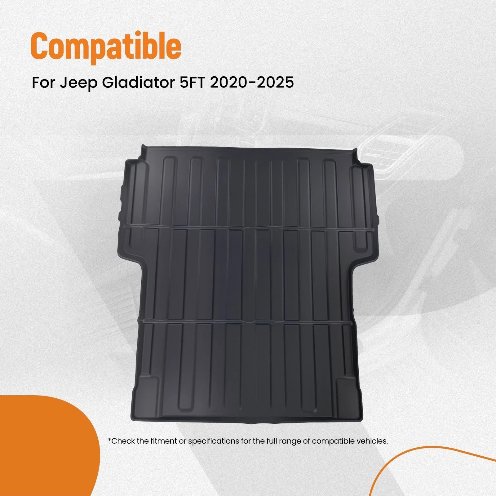 5FT Rear Truck Bed Mat for Jeep Gladiator (2020–2025) TPE Anti-Slip