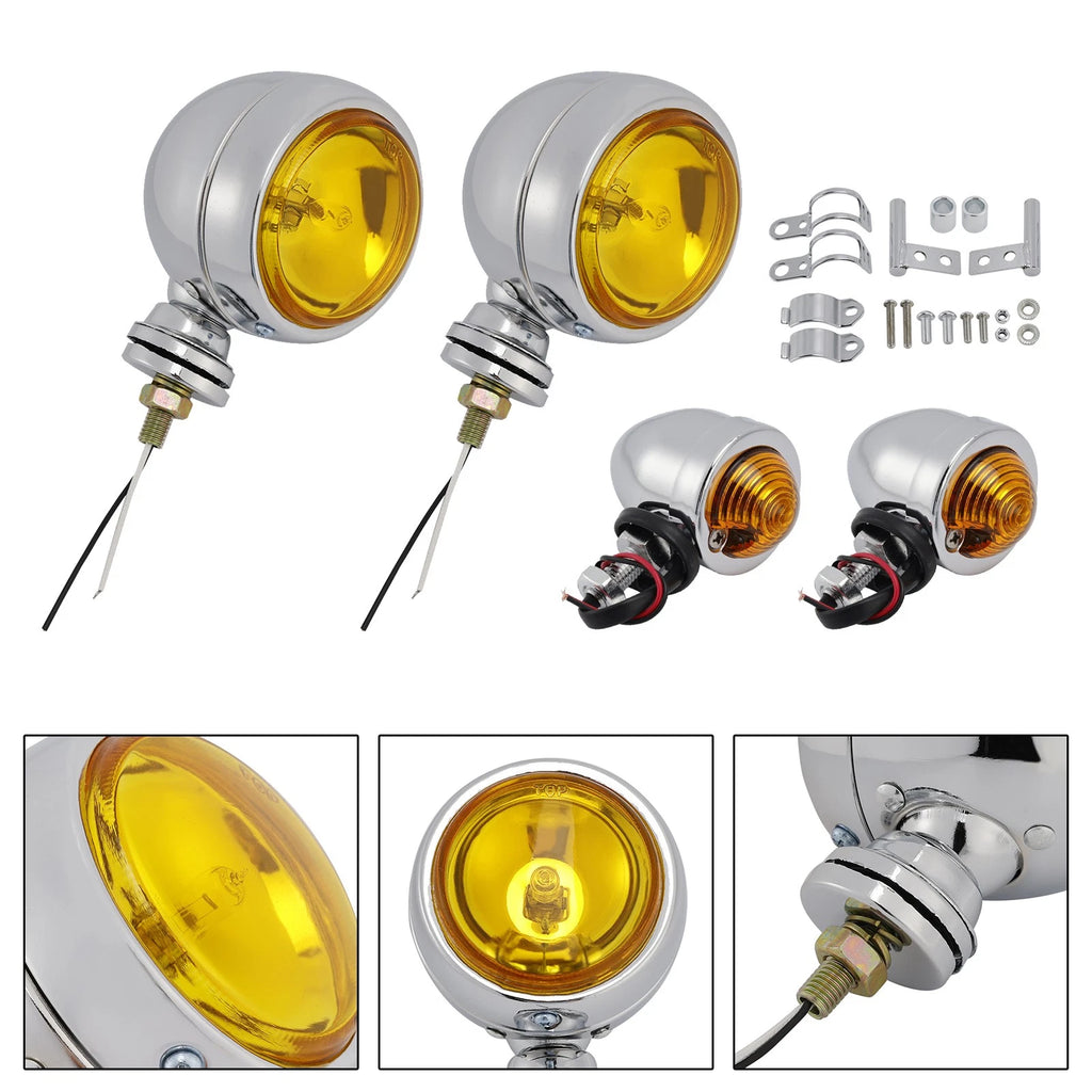 D20 Motorcycle Spotlight Headlight Fog Beam Chrome for Motorcycle Scooter