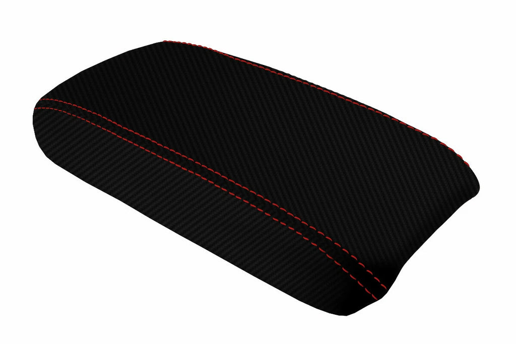 Console Lid Armrest Cover for Honda Civic (2006–2011) Carbon Fiber Red Stitch