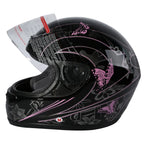 Full Face Motorcycle Helmet for DOT Adult (S, M, L, XL, XXL) - Pink Black Butterfly