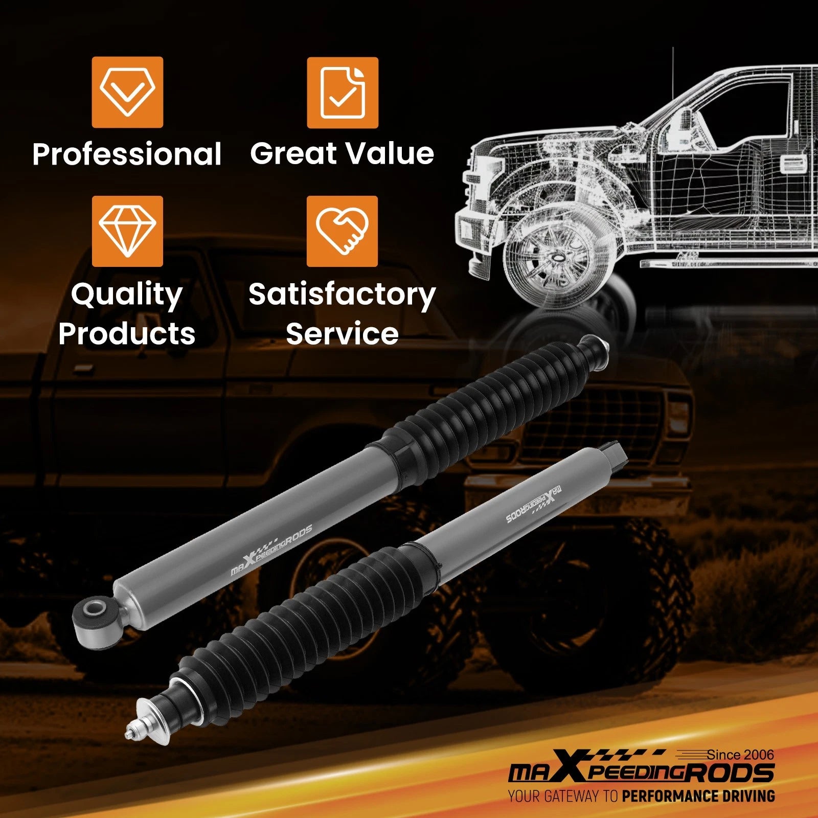 Front Lift Shock for Ford F-150 4WD (1980–1996) 5-8" Lift Kit