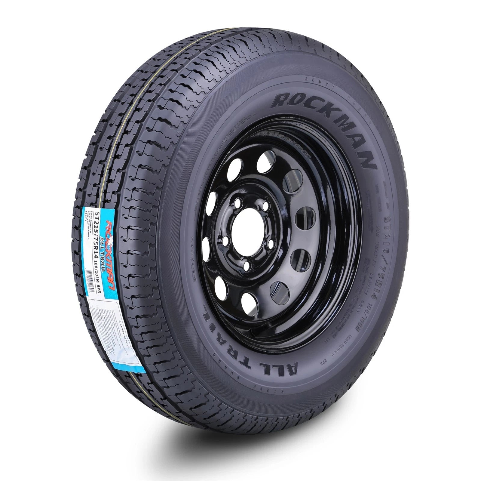 ROCKMAN ST215/75R14 8-Ply Trailer Tire for 5x4.5 PCD Wheels (D 108M)