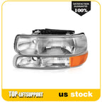 Set of 2 Headlights for Chevy Silverado 1999–2002, Suburban Tahoe 2000–2006