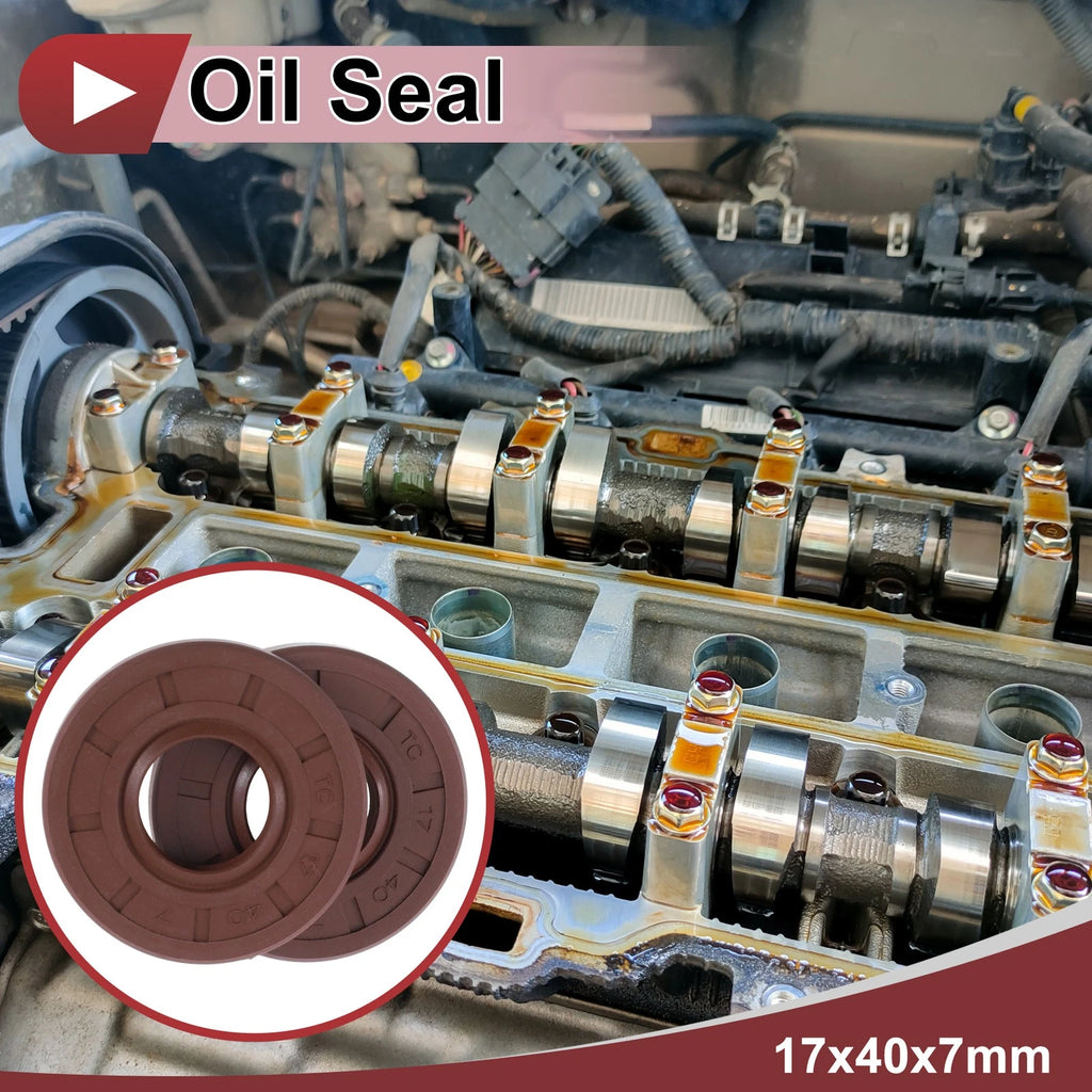 Set of 2 Oil Seal Rotary Shaft Seal FKM Rubber 17x40x7mm