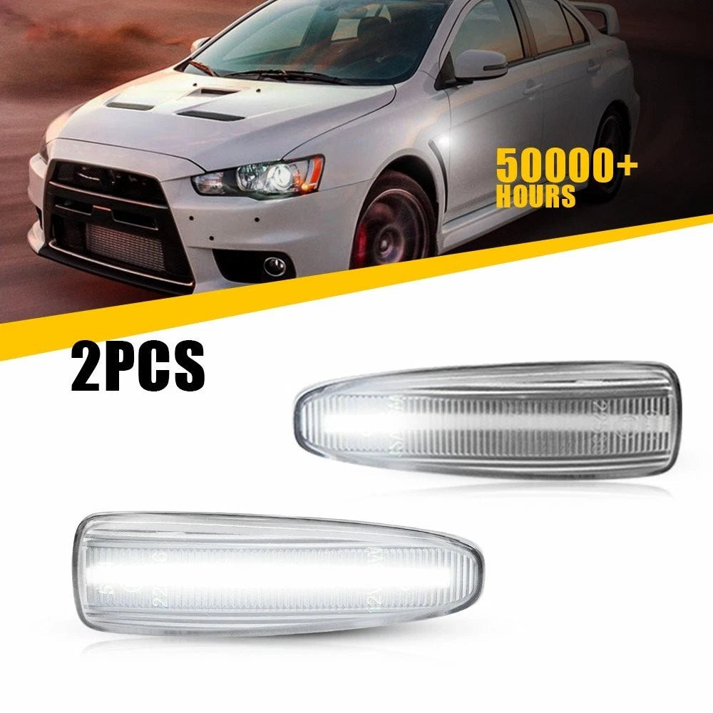 2X Fender Lamp Side Marker Signal Light Clear Lens for Mitsubishi Lancer (2008–2017)