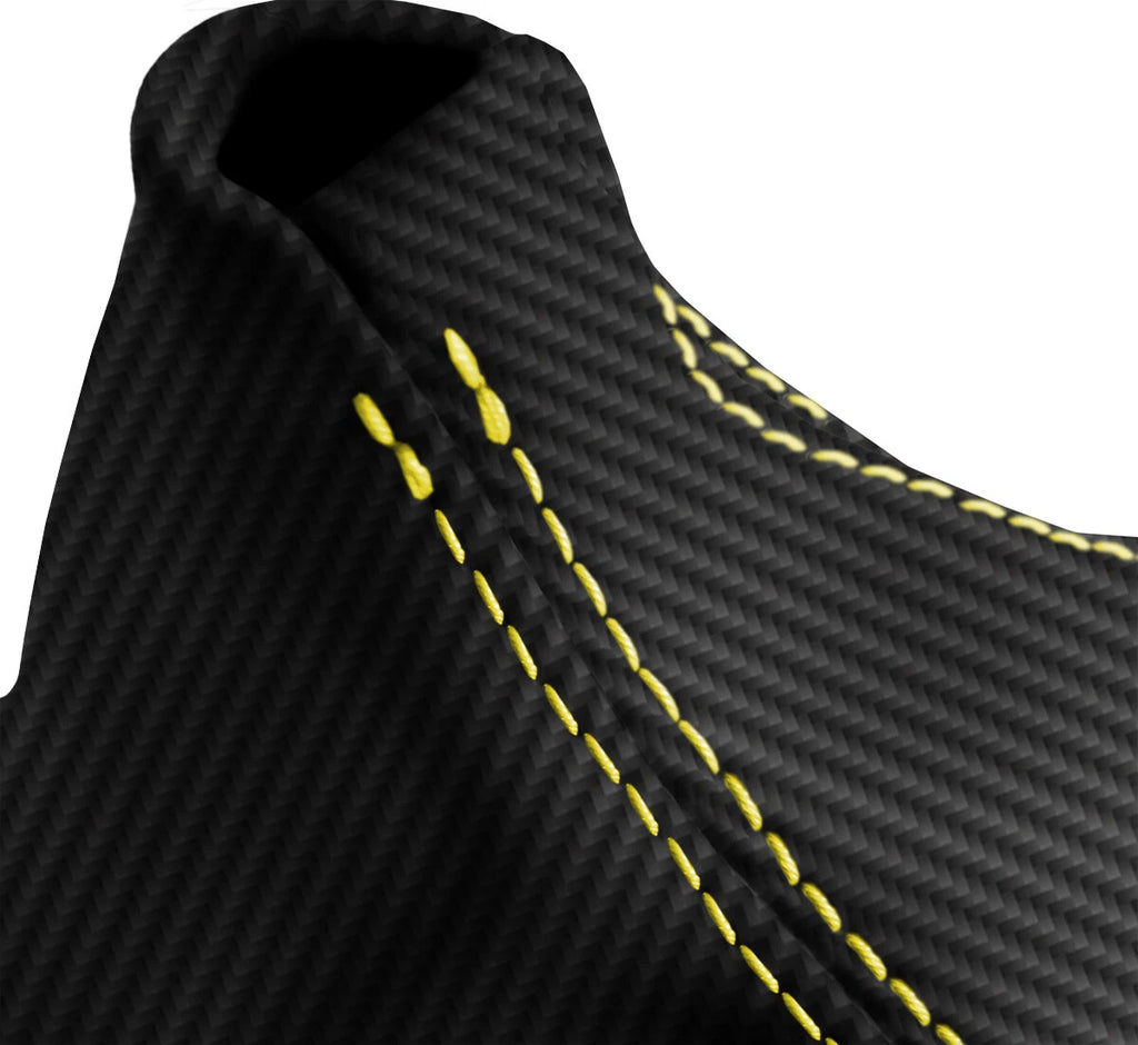 Automatic Shift Boot Cover for BMW E81 E82 E87 (2004–2013) Carbon Fiber Yellow Stitch