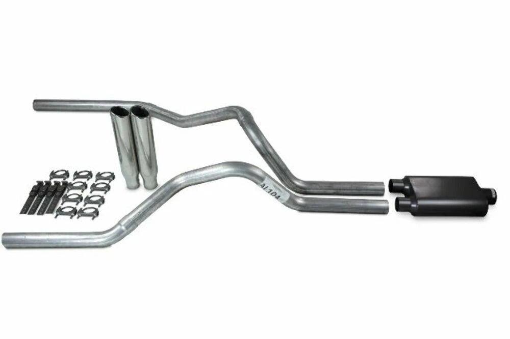 2.5" Dual Exhaust Kit for Chevy GMC 1500 (2019–2025) - 2 Chamber Muffler, Clamp on Tips