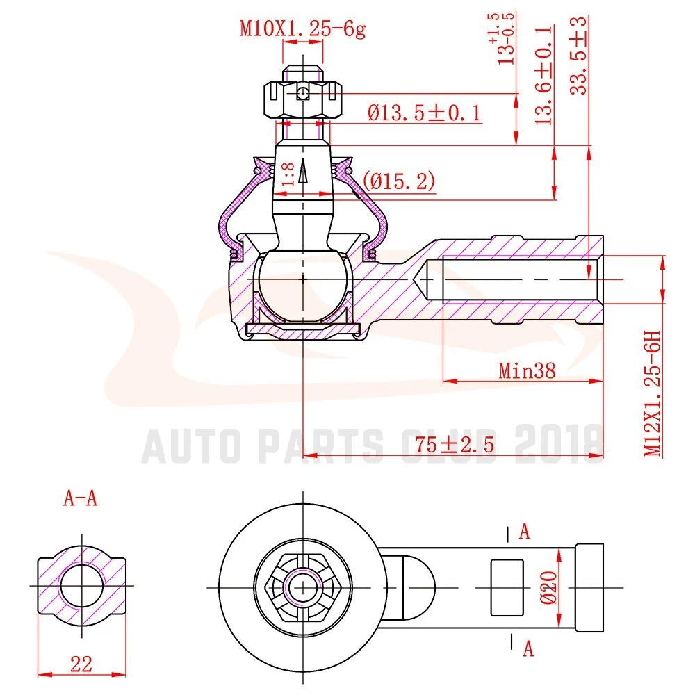 Set of 6 Front Inner Outer Tie Rods Sway Bar Links for Mitsubishi Lancer (2002–2007)