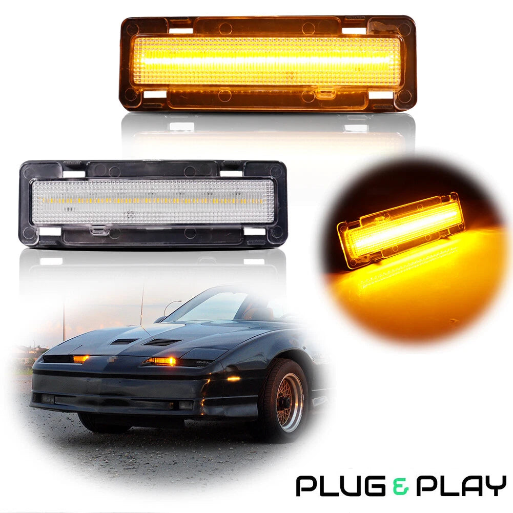 Clear Lens Front Side Marker Lights for Chevy Camaro, Pontiac Firebird (1982–1992)