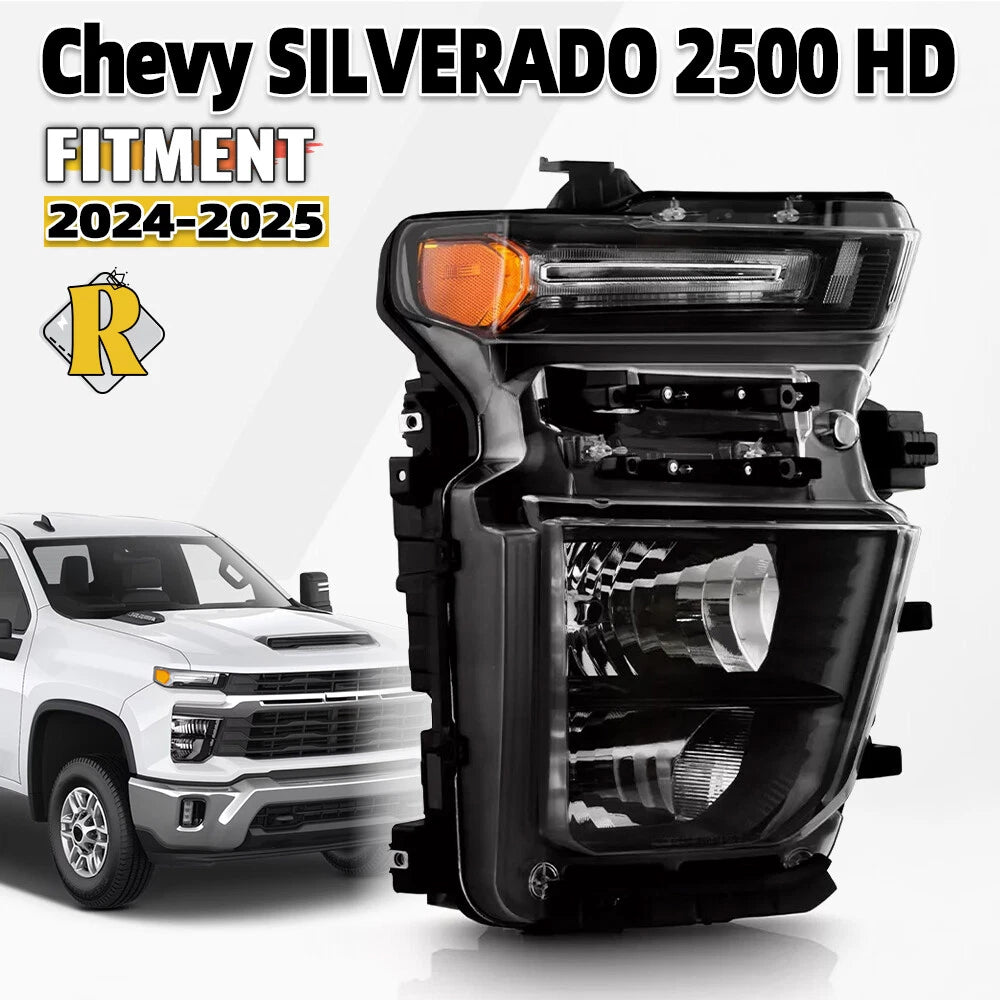 Halogen Headlight Right Side for Chevy Silverado 2500HD 3500HD (2024–2025)
