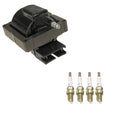 NGK HEI Ignition Coil & 4 Nickel Spark Plugs for Ford EXP Mercury LN7 (1982–1983)
