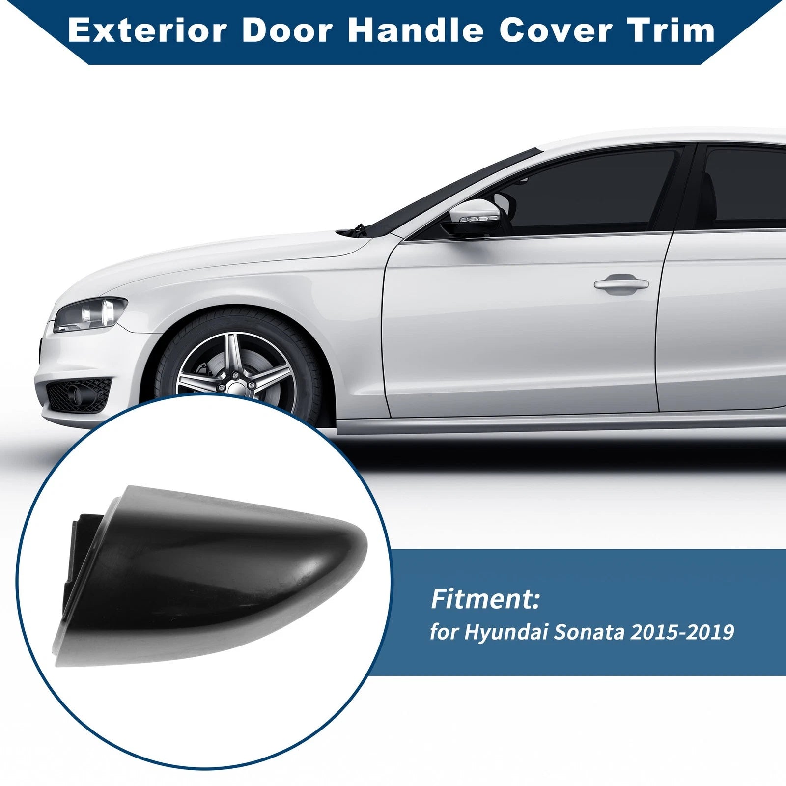 Exterior Door Handle Cover Trim for Hyundai Sonata (2015–2019) Black ABS