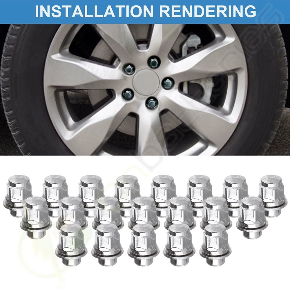 Set of 20 Chrome 12x1.5 Lug Nuts for Toyota Tacoma, Corolla, RAV4, FJ Cruiser, Yaris
