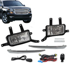 Fog Lights Lamps Set of 2 w/Chrome Trim+Switch+Bulbs for Chevy Suburban/Tahoe (2015–2020)