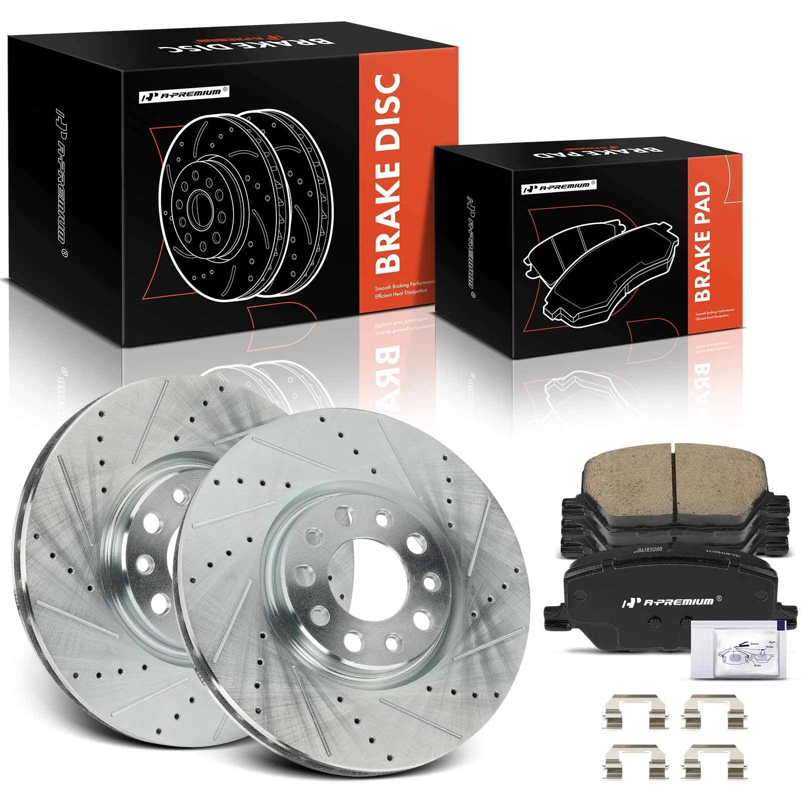 Front Drilled Brake Rotors & Ceramic Pads for Jeep Compass Renegade (2017–2023)