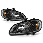 Set of 2 Black Housing Amber Side Headlights for Freightliner M2 106 112 (2003–2019)
