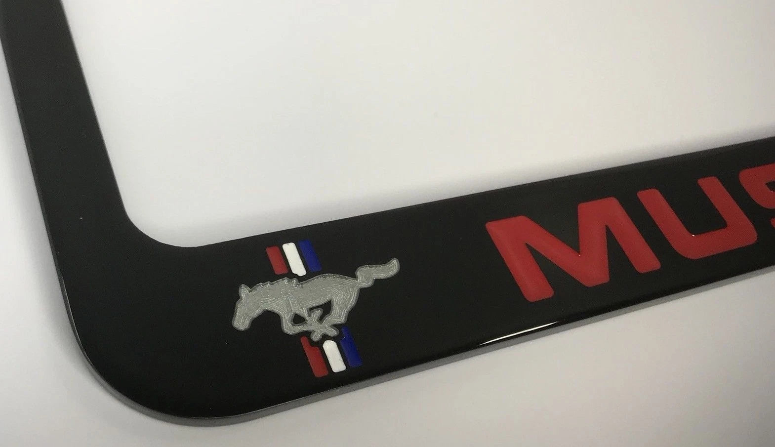 Black License Plate Frame Holder with Red Grill Emblem for Ford Mustang (2005–2014)