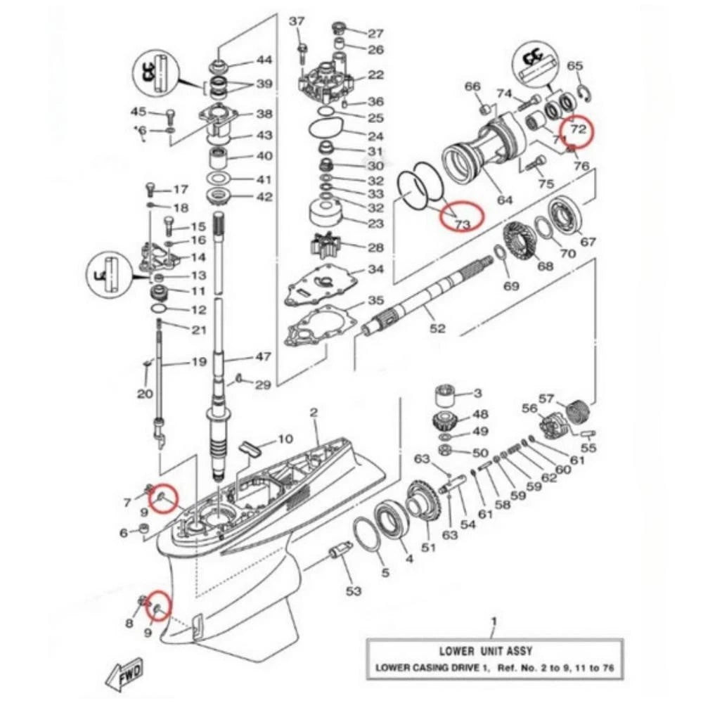 Propeller Shaft Seal Kit for (93101-30002, 93211-04384)