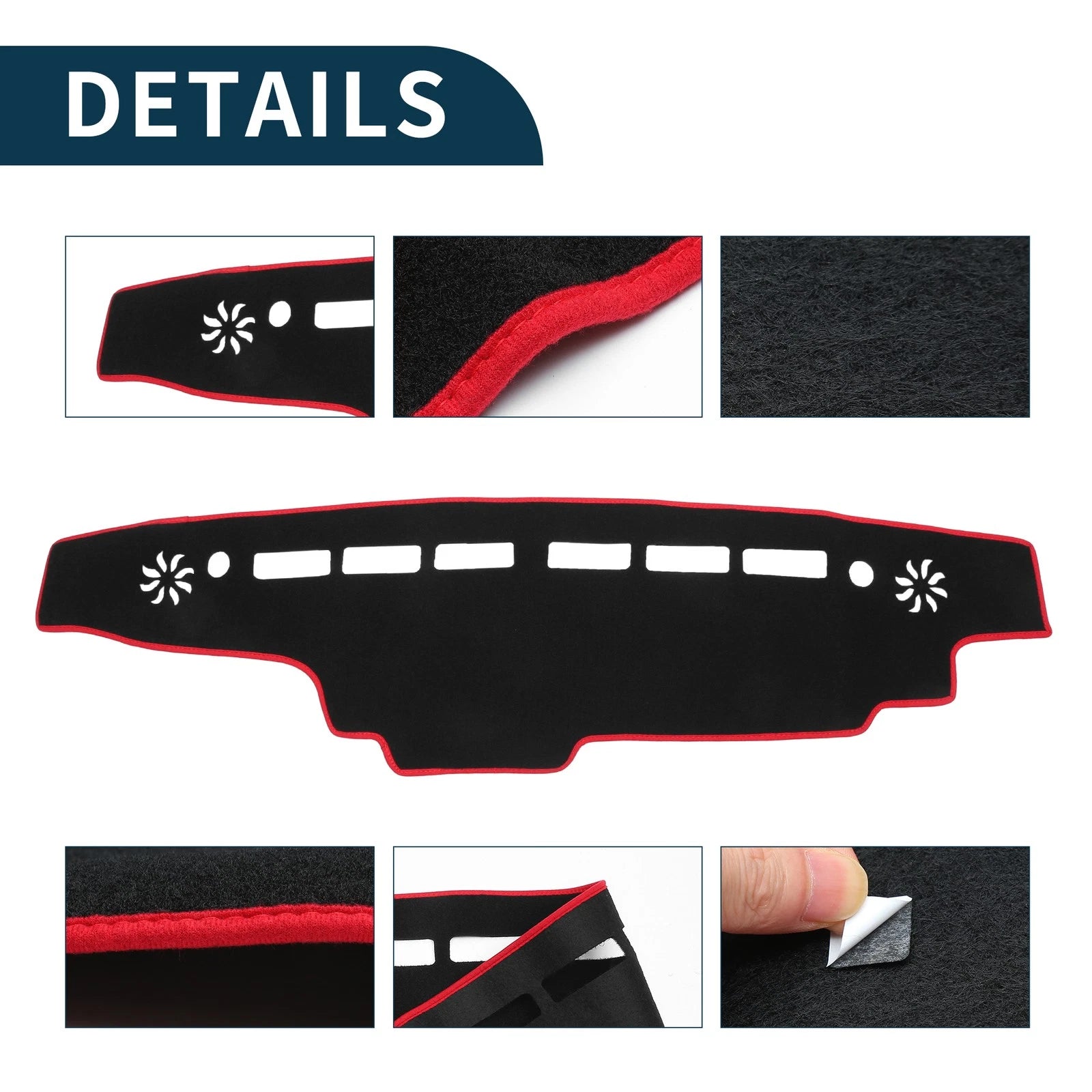 Dashboard Cover Mat for Suzuki Every DA17V (2015–2024) Black Red Set of 1