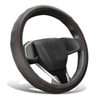 Steering Wheel Cover Full Surround Insert for - Black Hexagon, Red Stitching