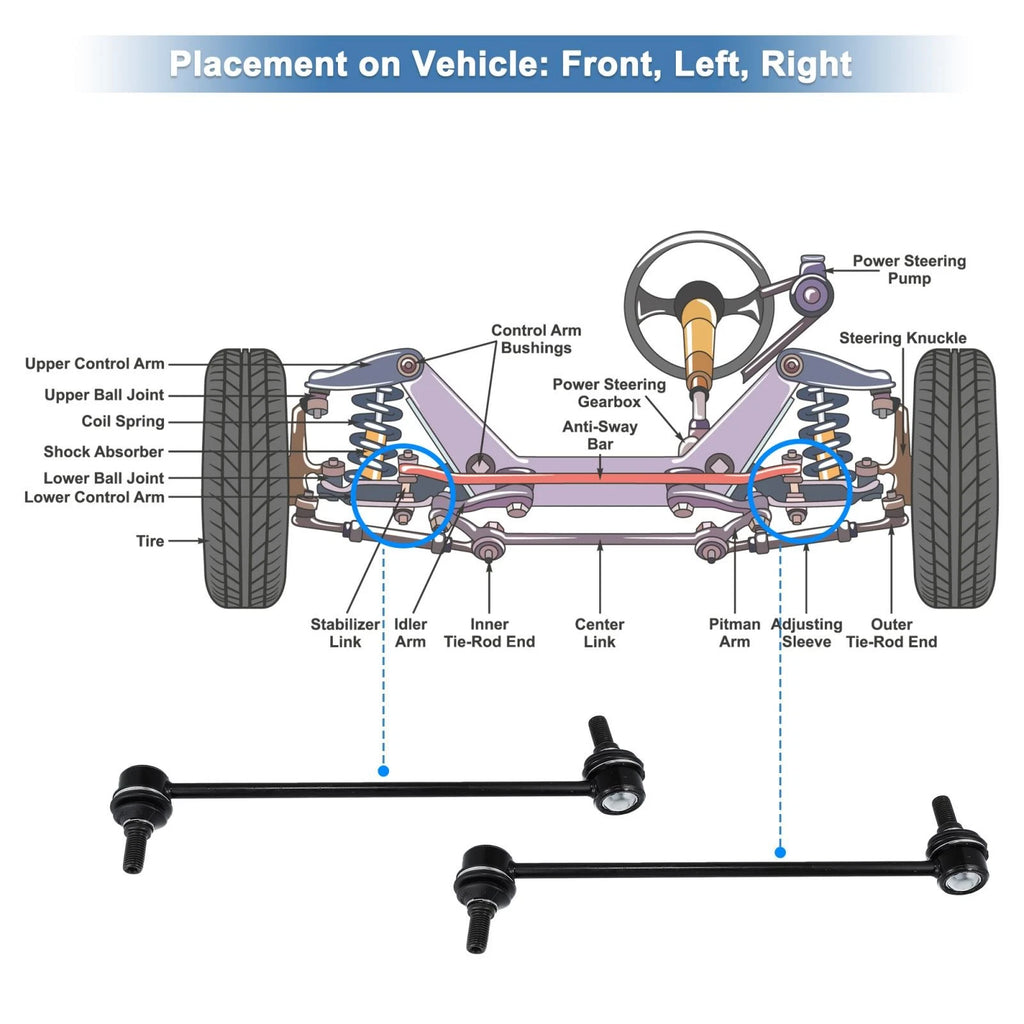 2X Front Sway Bar Links K750096 for Nissan Sentra (2007–2012)
