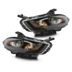 Halogen Headlight Set for Dodge Dart (2013–2016) w/Black Trim, Left+Right