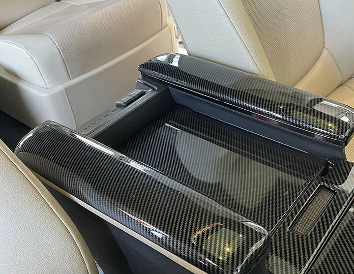 3Pcs Carbon Fiber Armrest Storage Box Trim Cover for Toyota Sienna (2021–2022)