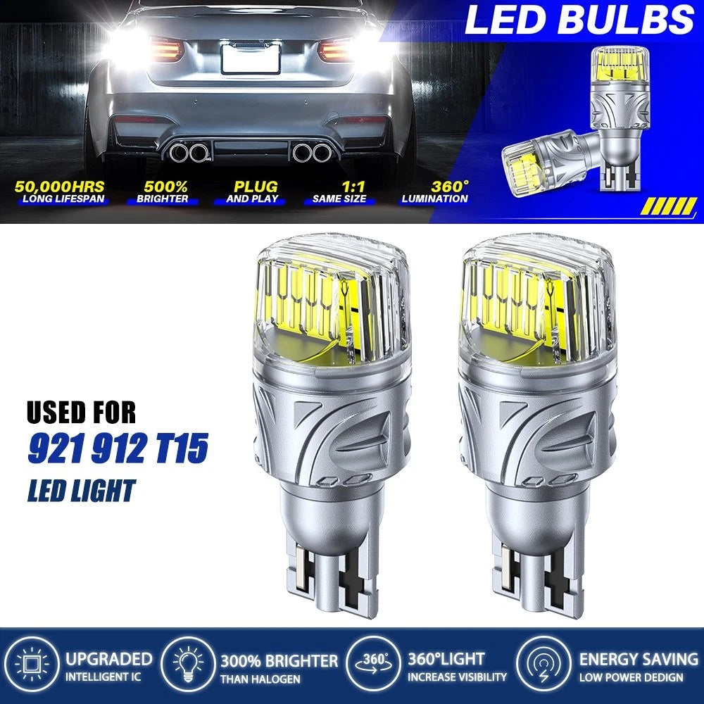 LED Reverse Back Up Tail Light Bulb 921 912 W16W T15 906 916 (6000K)