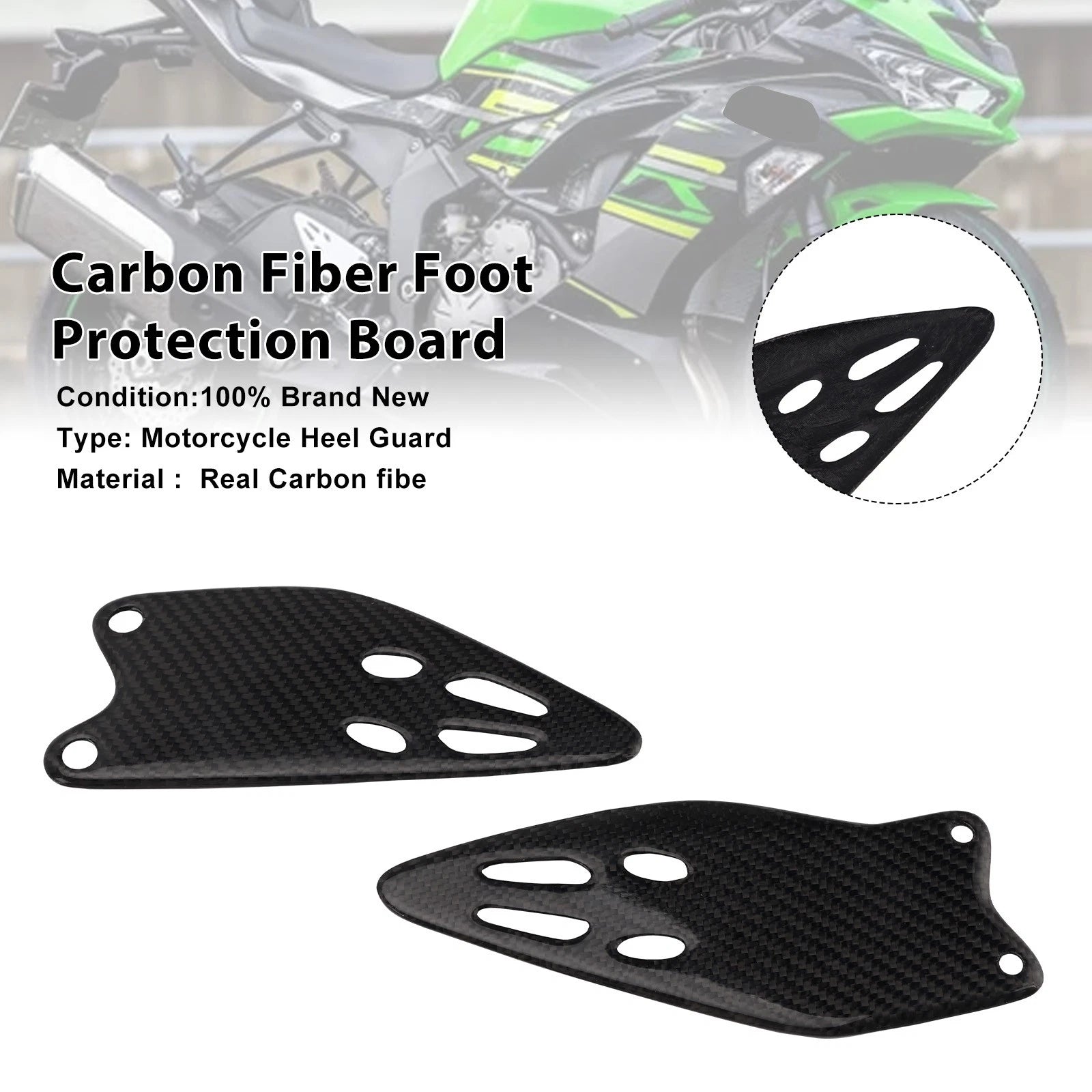 Real Carbon Fiber Foot Protection Board for Kawasaki ZX-6R 636 (2019–2025)