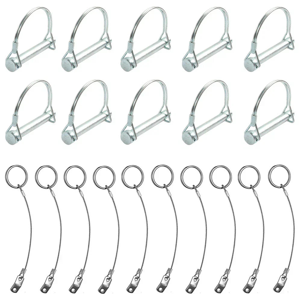 10Pcs D-TYPE Lock Pin & Rope Safety Coupler Pin for Trailers