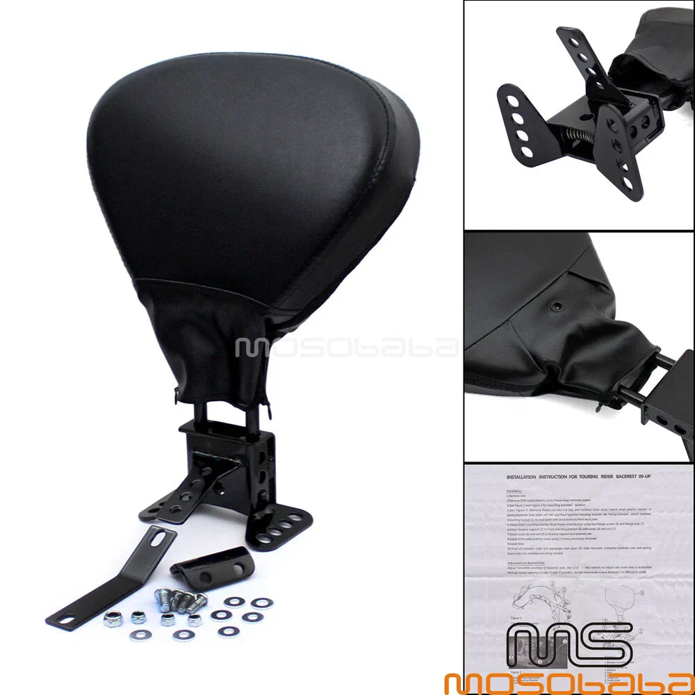 Black Backrest Pad Bracket for Harley Touring FLH Street Glide (2009-2023)