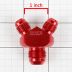 2X 8-AN Male Flare Y-Block Splitter Adapter 6-AN Red Anodize Fitting