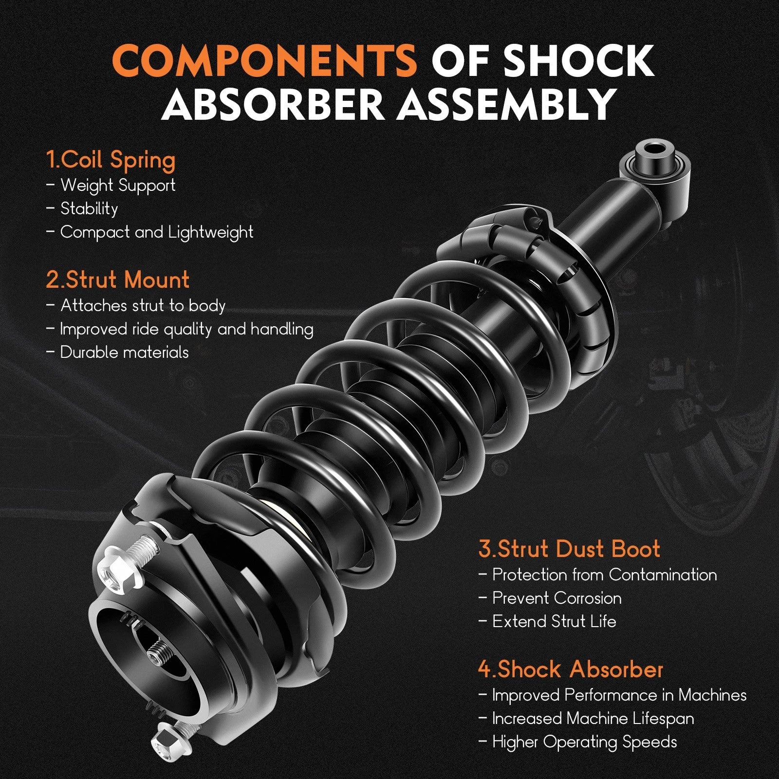 Set of 4 Struts Shocks Springs & Mounts for Subaru Impreza (2008–2011)