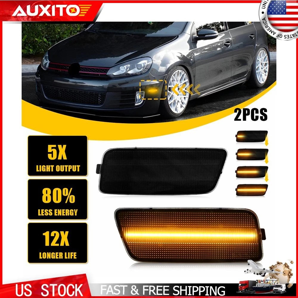 Front Amber LED Side Marker Light Lamp for VW MK6 Golf GTI (2010–2014)
