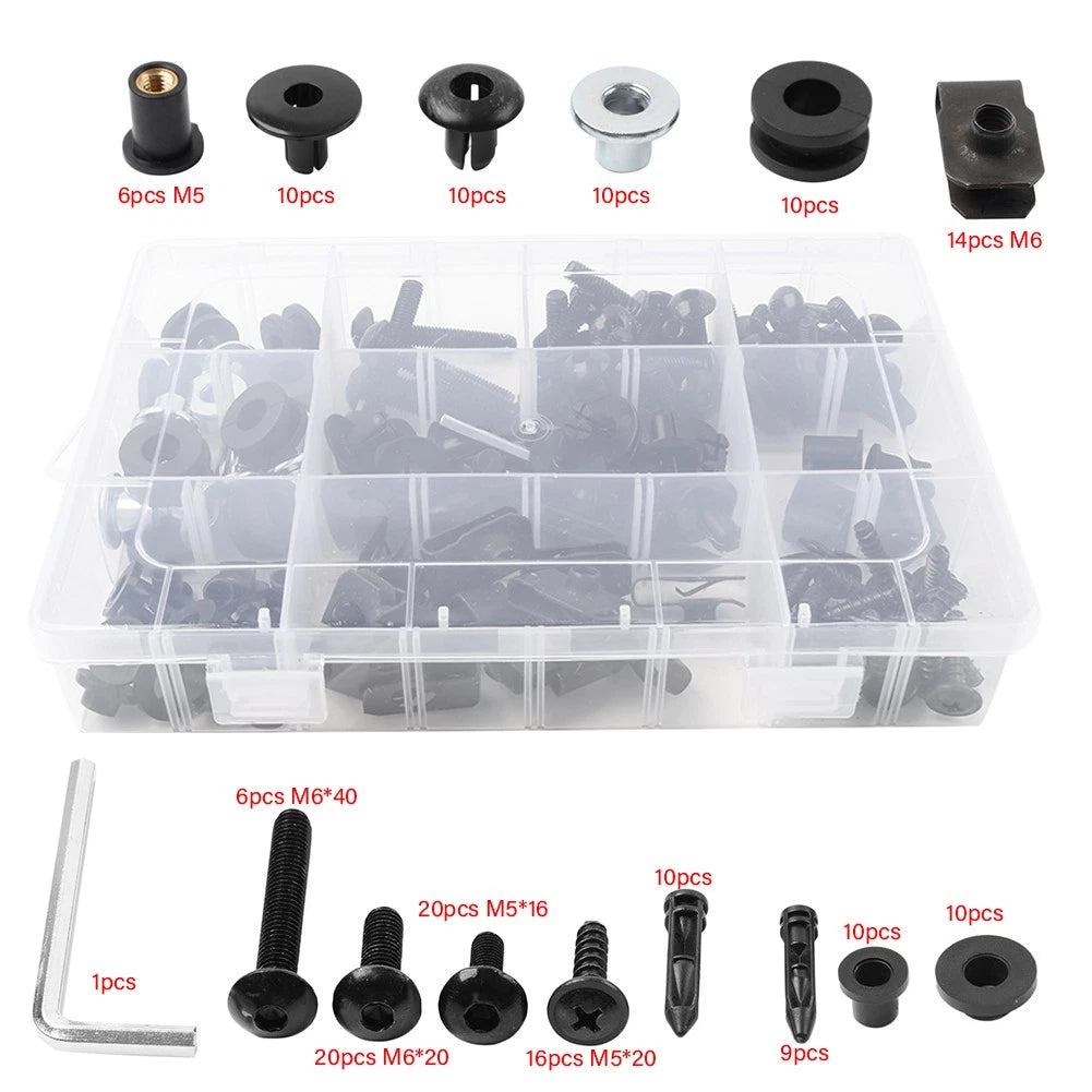 Fairing Bolts Kit for Yamaha YZF R6 (2008–2016) - Metal & Plastic, Black