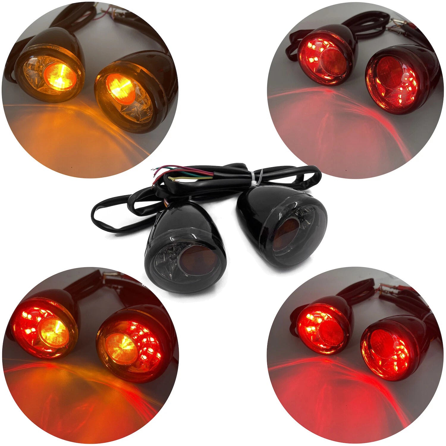 Front Black LED Running Brake Turn Signal Indicator Light for Harley XL 883 1200 (2004–2023)