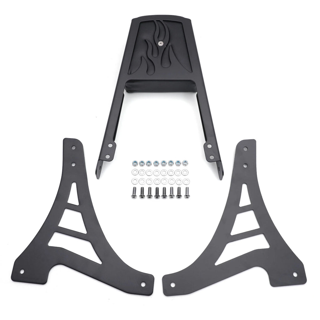 Black Flame Backrest Sissy Bar with Leather Pad for Harley Sportster (883-1200)