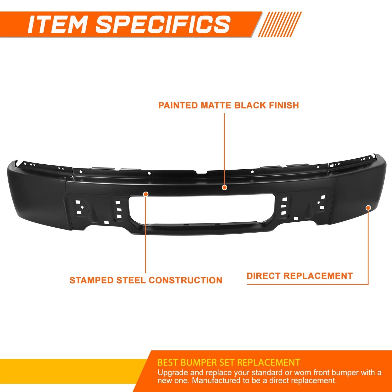 Steel Front Bumper Face Bar for Ford F150 (2009–2014) Matte Black