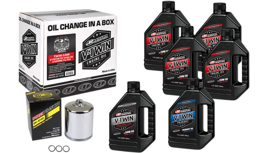 3X Oil Change Kit for Harley Twin Cam (1999–2023) - 20W50 Synthetic, Chrome