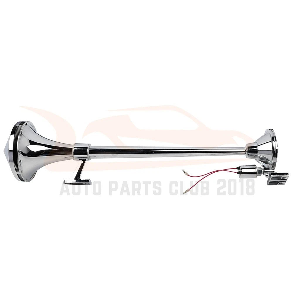 Chrome Silver Single Trumpet Air Horn Kit for Universal Vehicles
