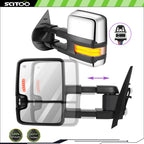 Set of 2 Chrome Power Heated Dynamic LED Signal Towing Mirrors for Silverado Sierra (2007–2014)