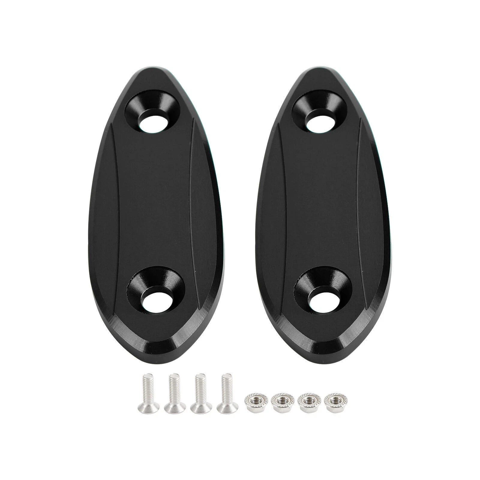Mirror Block Off Plates Black for Kawasaki Ninja 250 300 400 650 (2013–2022)