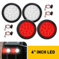 4 Inch Round LED Red/White Tail Brake Lights for Truck Trailer (12V)