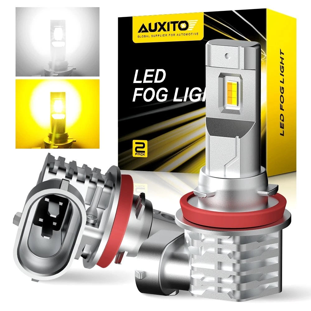 2X H11 H8 LED Fog Light Bulbs for AUXITO (CANBUS, Dual Color Yellow White)