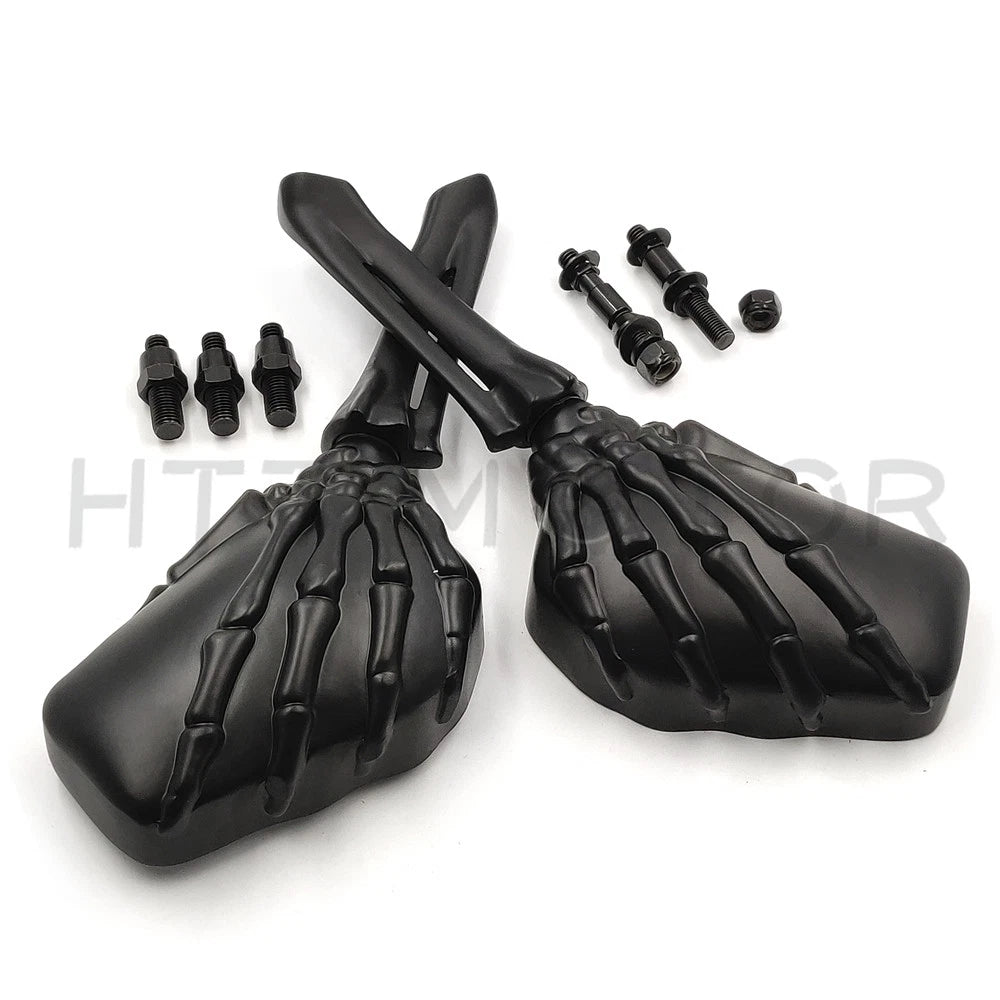 Black Skull Skeleton Hand Mirror for Suzuki GSX-R Hayabusa (2000–2023)