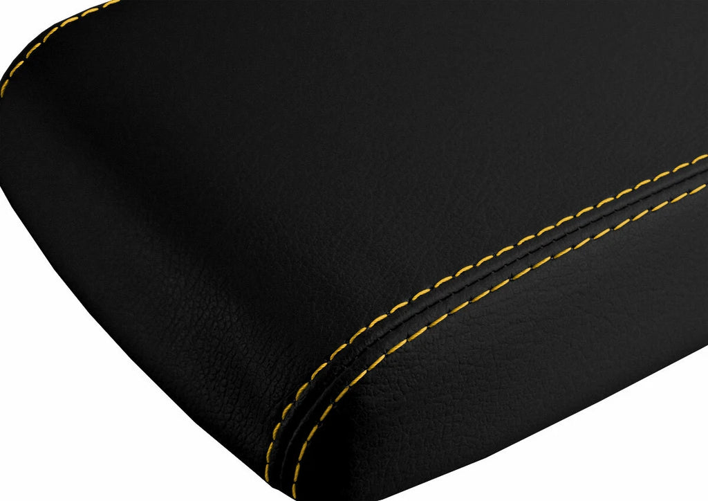 Leather Console Lid Armrest Cover for Dodge Challenger (2008–2014) Yellow Stitch