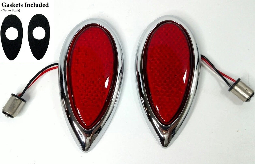 LED Tail Light Pair with Chrome Bezel and Gaskets for 1938–1939 Ford