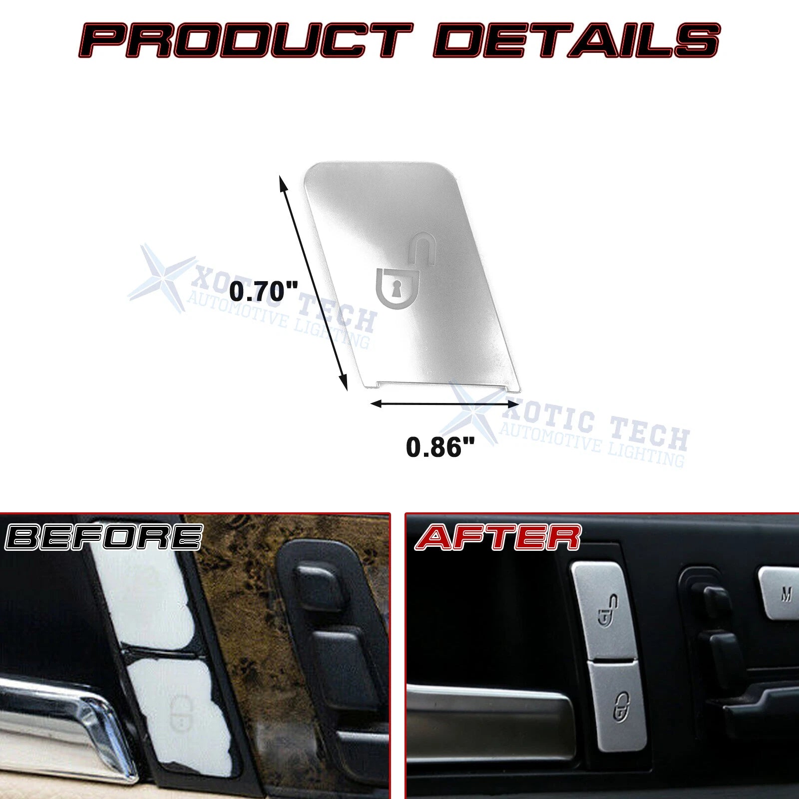 Door Lock Switch Control Button Cover for Mercedes-Benz W204 W212 (2011-2013)